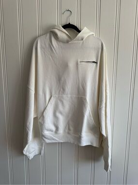 Willy Chavarria White Hooded Sweatshirt with Zip Chest Pocket